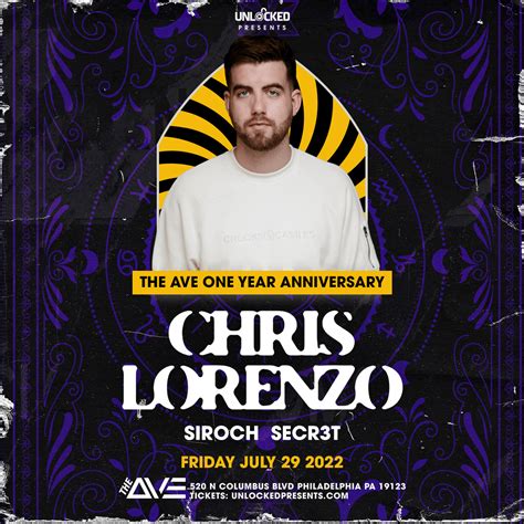 Chris lorenzo - Find out when and where Chris Lorenzo, a British DJ and producer, will perform live in 2024. Check out his upcoming shows in Denver, San Bernardino, Indio, Tucson …